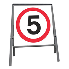 5 mph Speed Restriction sign in frame with clips - Red/White/Black - 750mm