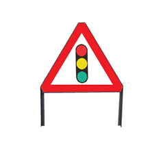 Traffic Lights In Use Ahead Metal sign in frame with clips - 750mm