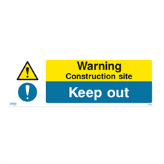 Warning construction site keep out - 1: Rigid Plastic - (600x200mm)