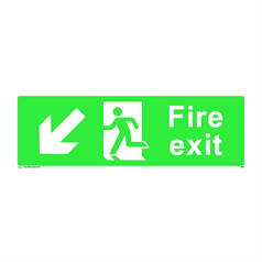 Fire exit - down and left - 1: Rigid Plastic - (450x150mm)