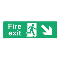 Fire exit - down and right - 1: Rigid Plastic - (450x150mm)