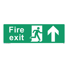 Fire exit - up / straight on - 1: Rigid Plastic - (450x150mm)