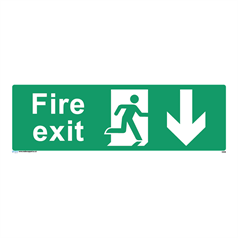 Fire exit - down - 1: Rigid Plastic - (450x150mm)