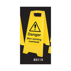 Caution Men Working Overhead Free Standing Sign - 300 x 575mm