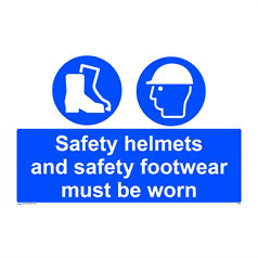 Safety helmets and safety footwear must be worn - 1: Rigid Plastic - (600x400mm)