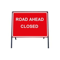 Road Ahead Closed Metal Sign - 1050 x 750mm