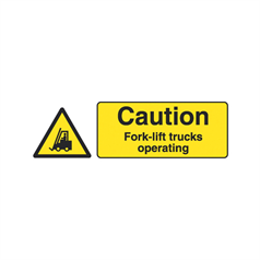 Caution forklift trucks operating - 1: Rigid Plastic - (600x200mm)