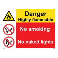 Danger highly flammable no smoking no naked lights - 1: Rigid Plastic - (600x450mm)