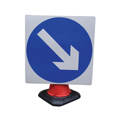 Keep Left/Right (rotational) Cone sign - 750mm