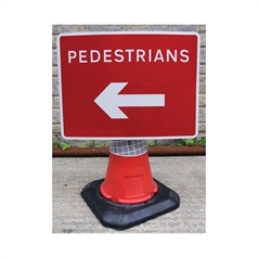 Pedestrian (Arrow Left) Cone Sign - 600 x 450mm