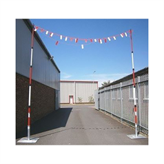 GS6 Height Restriction Goal Post Barrier With  Bunting - 7.3mH Posts (Fully Extended) / 25m Bunting