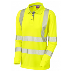 POLLYFIELD ISO 20471 Class 2 Coolviz Ultra Women's Sleeved Polo Shirt - Yellow