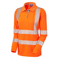 POLLYFIELD ISO 20471 Class 2 Coolviz Ultra Women's Sleeved Polo Shirt - Orange