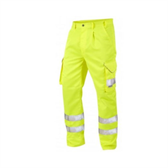 LEO Bideford Heavyweight Hi-Vis Polycotton Cargo Trousers - Yellow