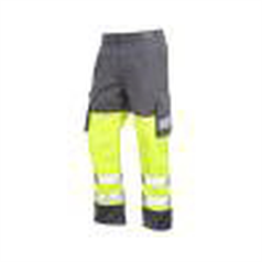 LEO Bideford Heavyweight Hi-Vis Poly / Cotton Cargo Trousers - Yellow/Grey
