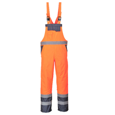 Hi-Vis Breathable Contrast Rain Bib and Brace - Orange/Navy