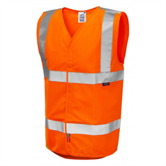 LEO CLIFTON ISO 20471 Class 2 LFS Anti-Static Waistcoat - Orange