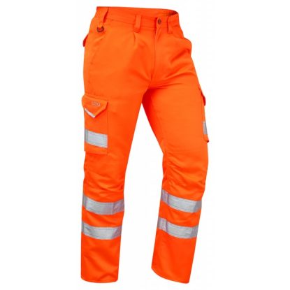     LEO Bideford Heavyweight Hi-Vis Poly / Cotton Cargo Trousers - Orange
