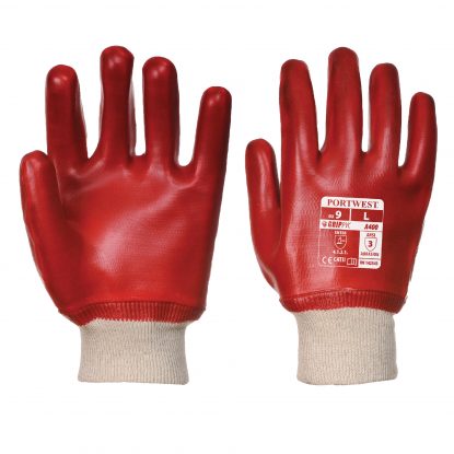 	PVC Knitwrist Gloves - Red
