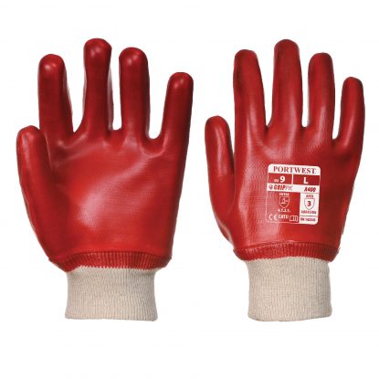     PVC Knitwrist Gloves - Red
