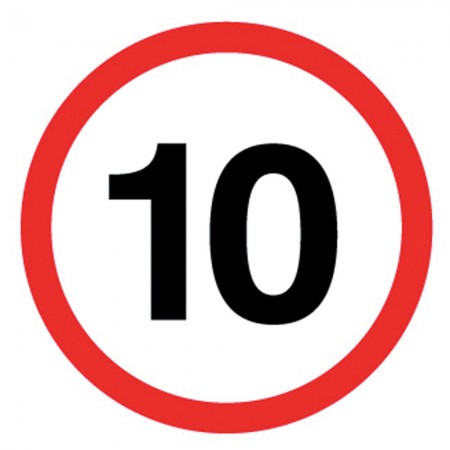 	10 mph speed restriction sign
