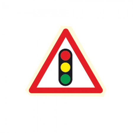     Caution Traffic Signals Ahead Metal Sign
