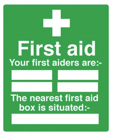     Your First Aiders Are... Sign
