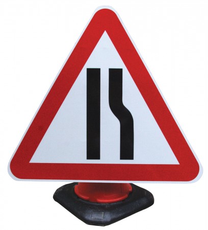    Road Narrows Right Cone Sign
