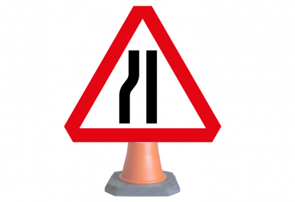 	Road Narrows Left Cone Sign
