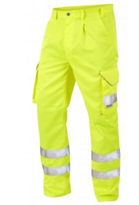     LEO Bideford Heavyweight Hi-Vis Polycotton Cargo Trousers - Yellow
