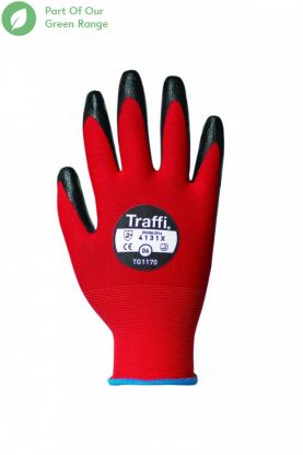 	Traffi X-Dura Flat Nitrile Cut Level 1 Safety Glove - Red

