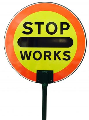 	Stop Works Lollipop Sign Board with 1.5m Tubular Pole
