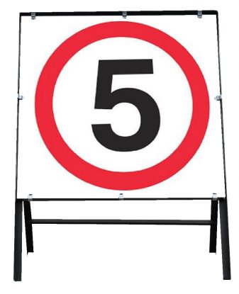 	5 mph Speed Restriction sign in frame with clips
