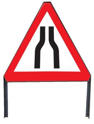 	Road Narrows Both Sides Sign in Frame with Clips
