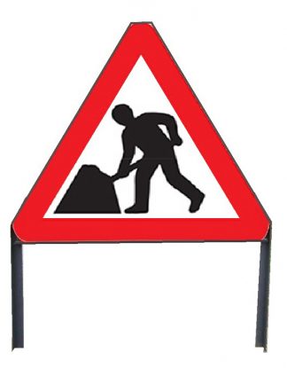     Men At Work Metal Sign in Frame with Clips
