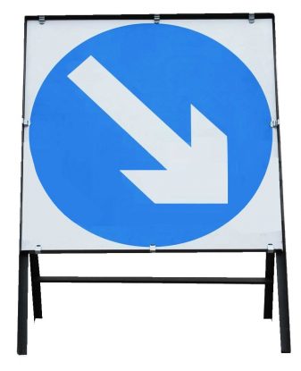     Directional Left/Right Arrow Metal Square Sign in Frame with Clips
