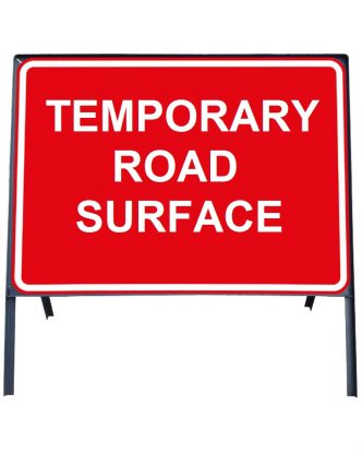     Temporary Road Surface sign in frame with clips
