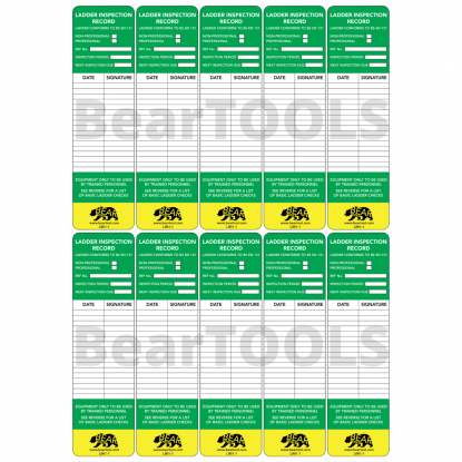     BearTOOLS Ladder Inspection Record Inserts - Pk10
