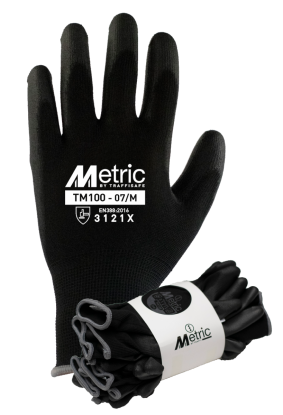 	PU Coated Polyester Cut 1 Safety Glove Black - Pack 10
