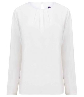 	Womens Pleat Front Long Sleeve Blouse
