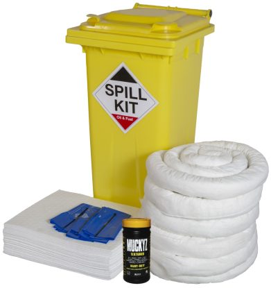    Oil / Fuel Spill Kit c/w 120L Yellow Wheeled Bin
